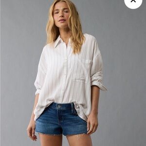 American Eagle Outfitters White Striped Blouse